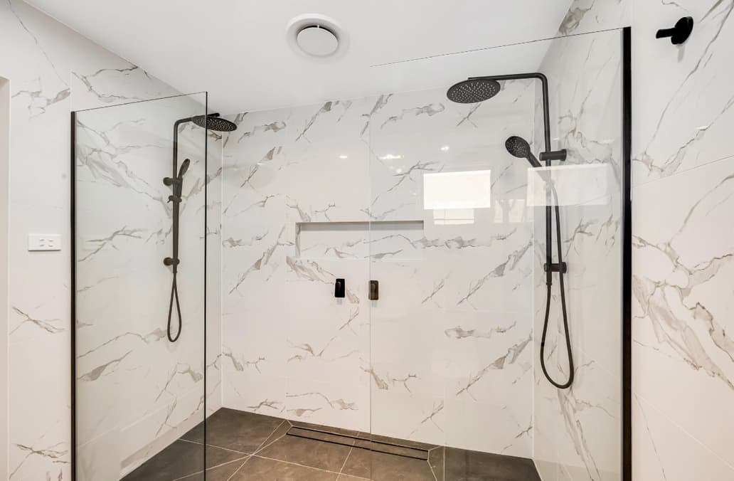 Marble bathroom with shower