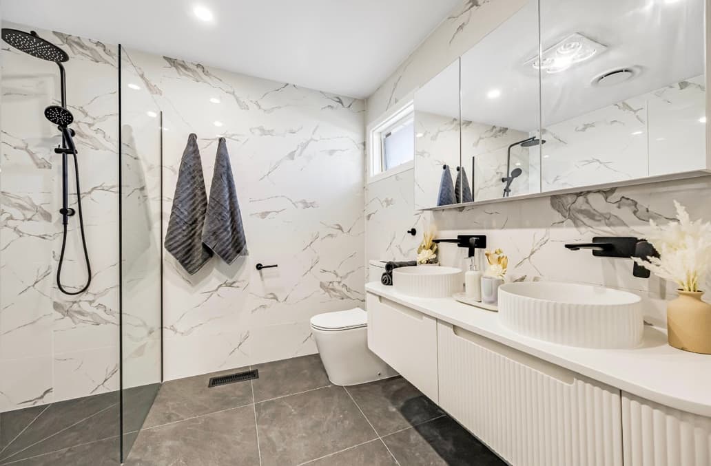 Bathroom with black fixtures